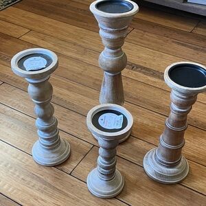 Candle Holders - 5 piece set - wood 15” 2-12” 9 1/2” - NWT